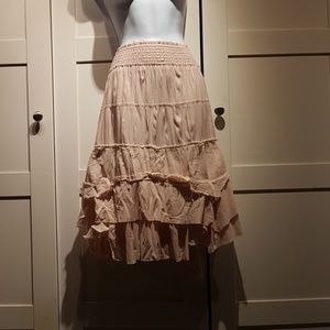 Frayed and Ruffled Peach Skirt